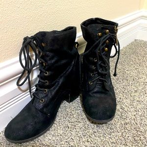 Heeled lace up booties